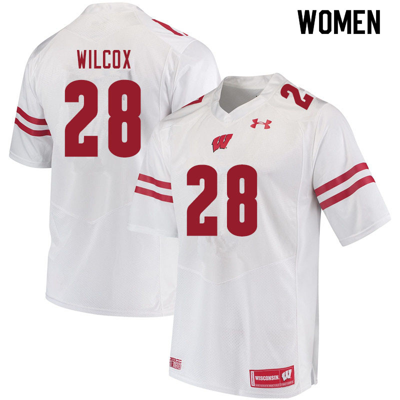 Wisconsin Badgers Women's #28 Blake Wilcox NCAA Under Armour Authentic White College Stitched Football Jersey PN40X66AL